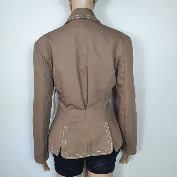 NWT Vintage womens blazer tan brown office One Button formal suit - Picture 2 of 7